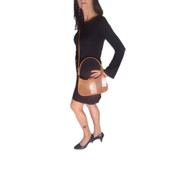 Genuine Charlie Leather “Stazalina” Small Handbag & Crossbody–Cognac/Brown-NWT - Picture 12 of 13